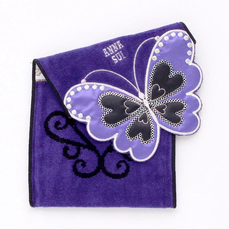 ウエスト平置き約28cmANNA SUI アナスイ バタフライ 蝶々 ミニスカート 刺繍 レース 紫