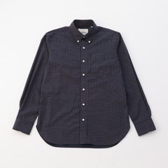 【日本製】小紋柄プリント綿100％長袖カジュアルシャツ ボタンダウン