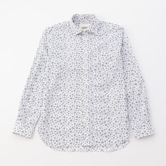 【日本製】花柄プリント綿100％長袖カジュアルシャツ ワイドカラー