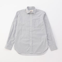【日本製】小紋柄プリント綿100％長袖カジュアルシャツ ワイドカラー