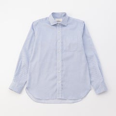 【日本製】花柄小紋プリント綿100％長袖カジュアルシャツ ワイドカラー
