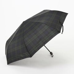 【58cm】甲州織りブラックウォッチ柄耐風三つ折り紳士傘/クイックオープン