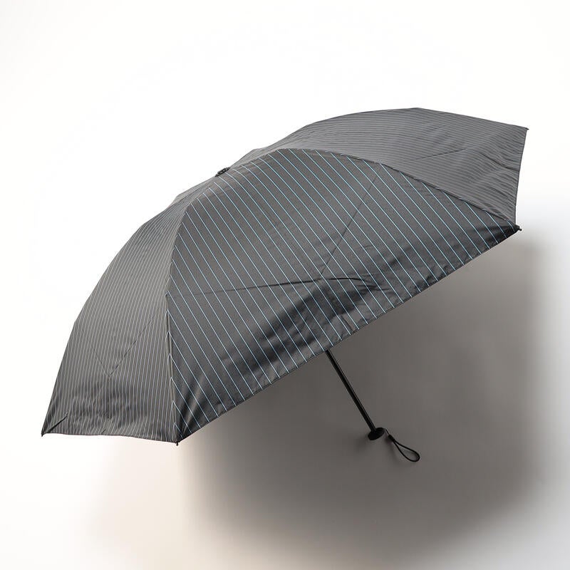 【55cm】晴雨兼用/カーボンファイバーブルーストライプ軽量ミニ傘 170ｇ