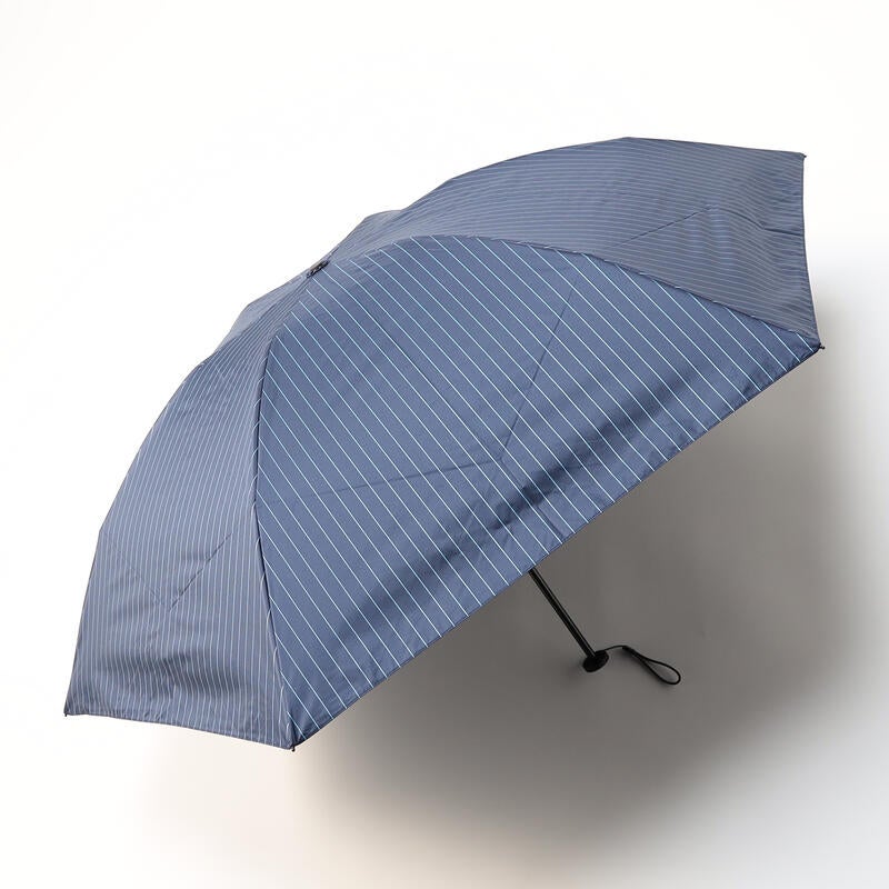 【55cm】晴雨兼用/カーボンファイバーブルーストライプ軽量ミニ傘 170ｇ