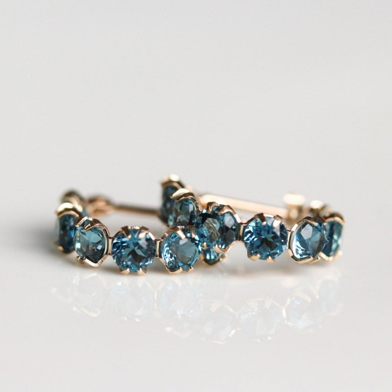 cui-cui(キュイキュイ) London Blue Topaz Hoop Pierce K10YG 通販