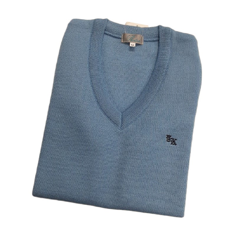 ニットベスト水色　山村国際<学生服>