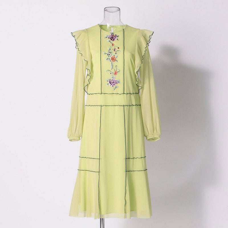 CHRASICAL PEONY EMBROIDERY ON NETTING　ドレス