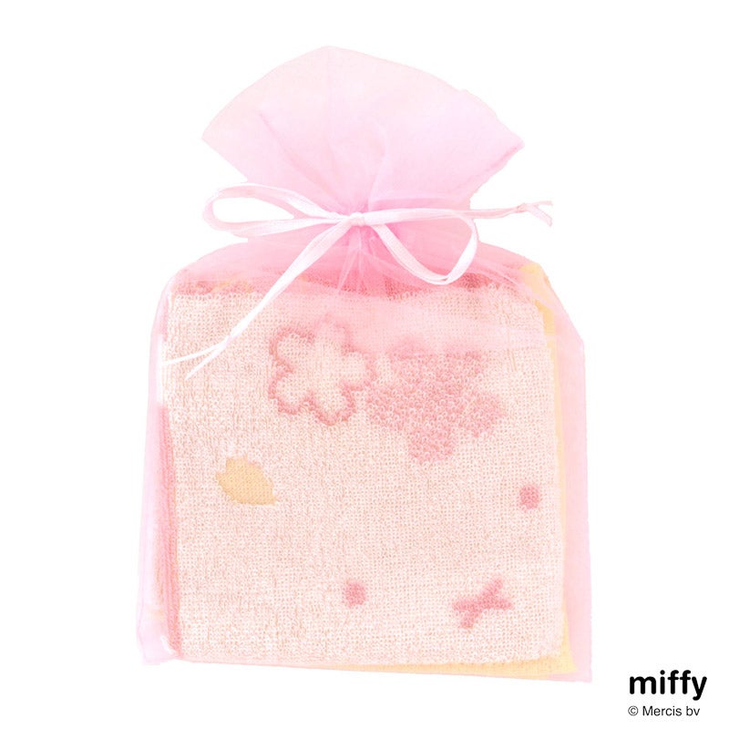 タオルハンカチ　桜　お耳とお顔　（オーガンジーパッケージ入り）