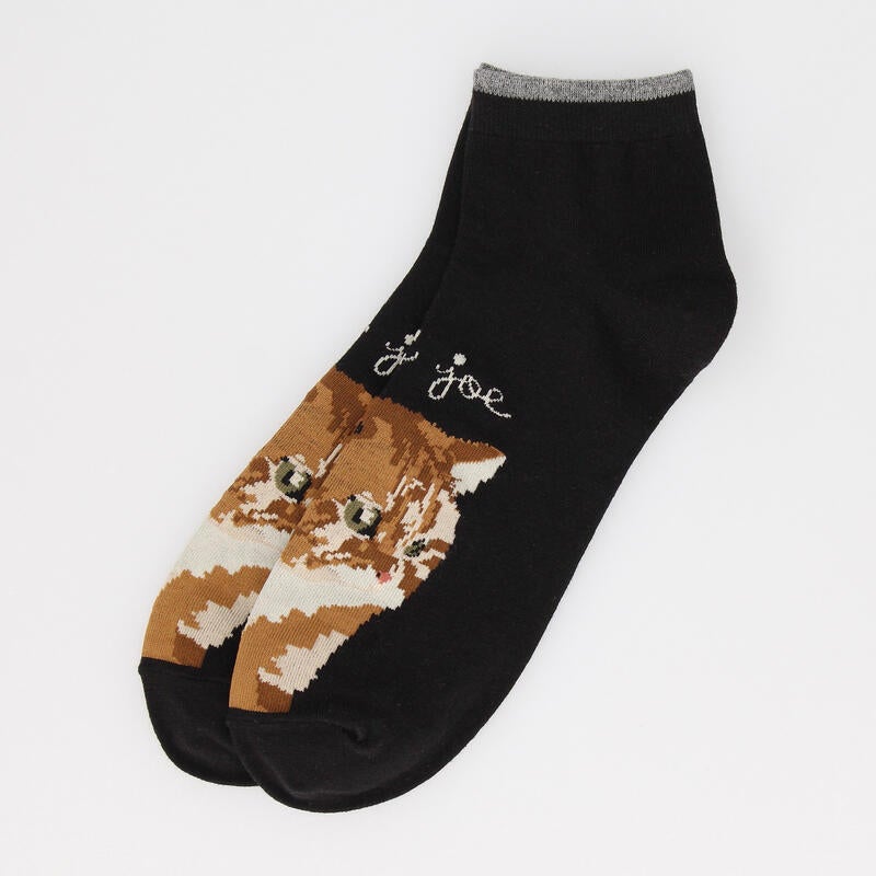 表綿100％ヌネットパネル柄ショートソックス PJM632009
