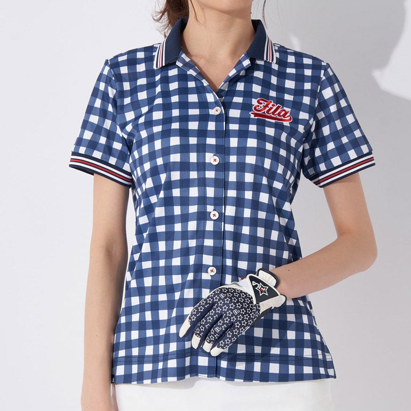 FILA GOLF フィラゴルフ ブロックチェック柄ゴルフウェアシャツ