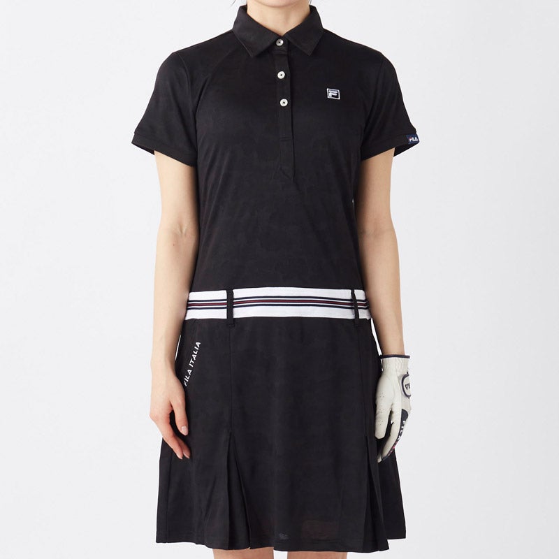 FILA ゴルフ ブラック ワンピース ジップアップ FILA GOLF フィラゴルフ ゴルフウェア ワンピース レディース