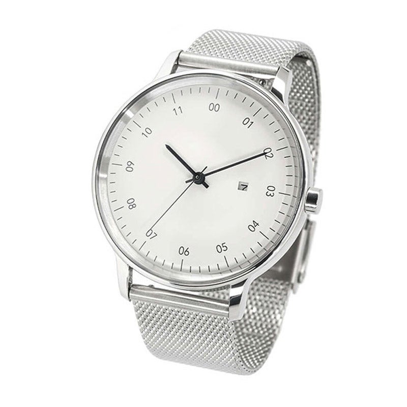 SK01/SS SILVER MIRROR FINISH/WHITE DIAL/SILVER MESH