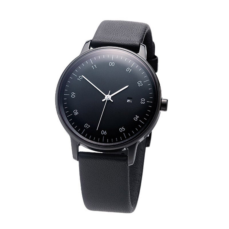 SK01/SS BLACK MIRROR FINISH/BLACK DIAL/BLACK SHEEPSKIN LEATHER