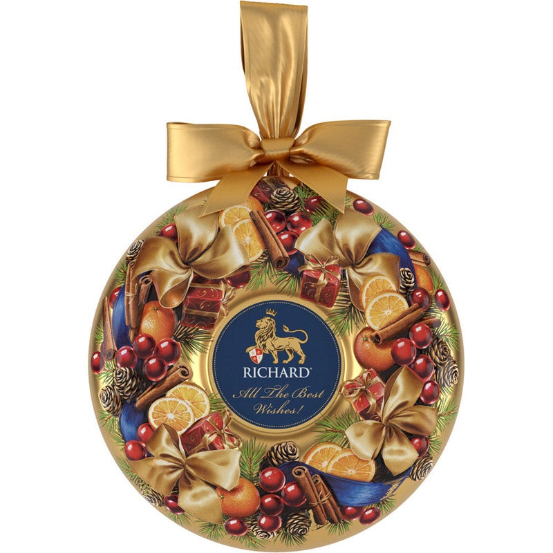 SALE!!! RICHARD（リチャード）クリスマス・リース 缶入り紅茶 80g（ゴールド）｜ASTRADE（アストレード