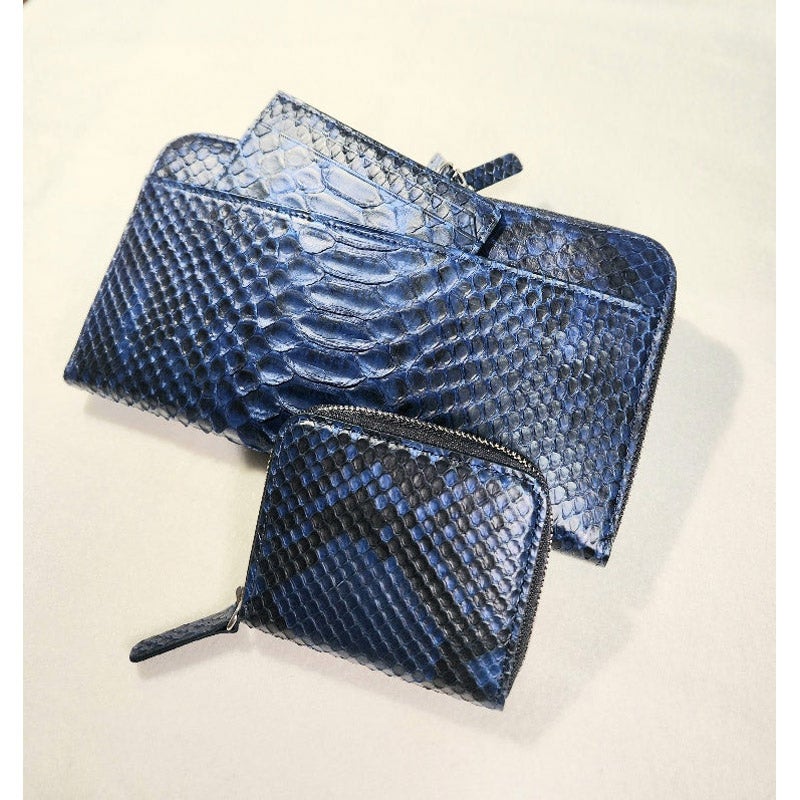 PULAU BLUE フラグメントケース 藍染 パイソン 牛革 PULAU BLUE フラグメントケース 藍染 パイソン 牛革（藍染