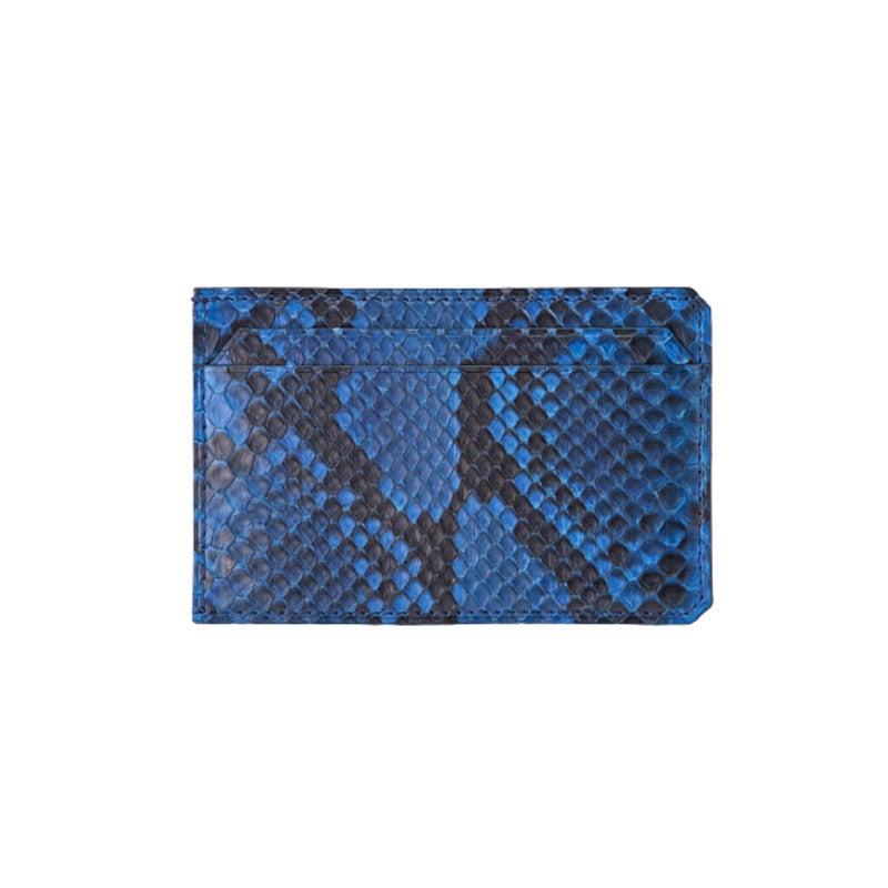 藍染パイソン「PYTHON BLUE」カードケース フロントカット｜PULAU（プラウ）