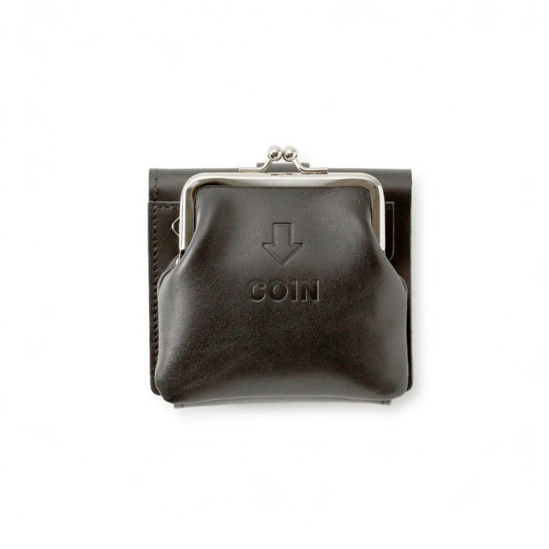 外がま口の三つ折財布 ブラック｜JOLI ALL LEATHER ITEMS（ジョリオールレザーアイテムズ）