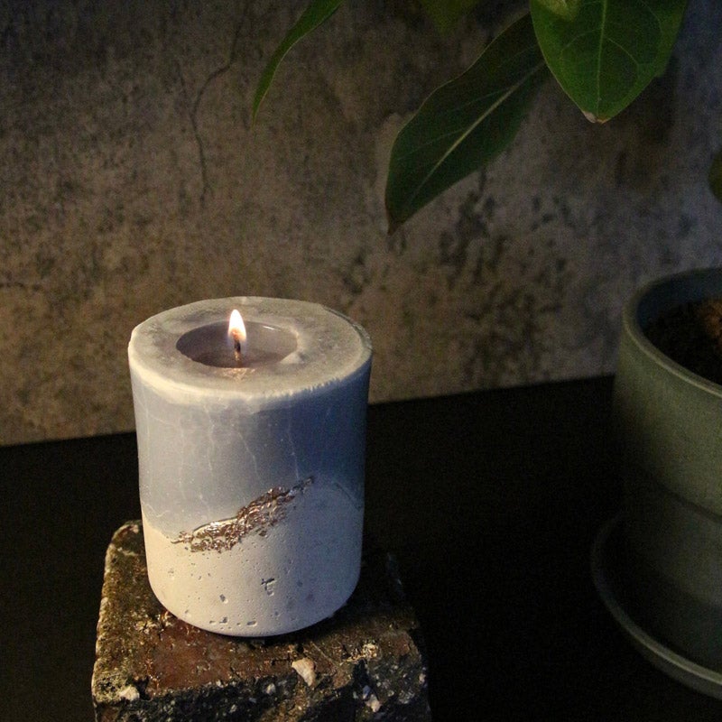 灯籠 セメントキャンドル -palm wax vintage texture- 香り付｜ito-nami candle, KYOTO（イトナミキャンド