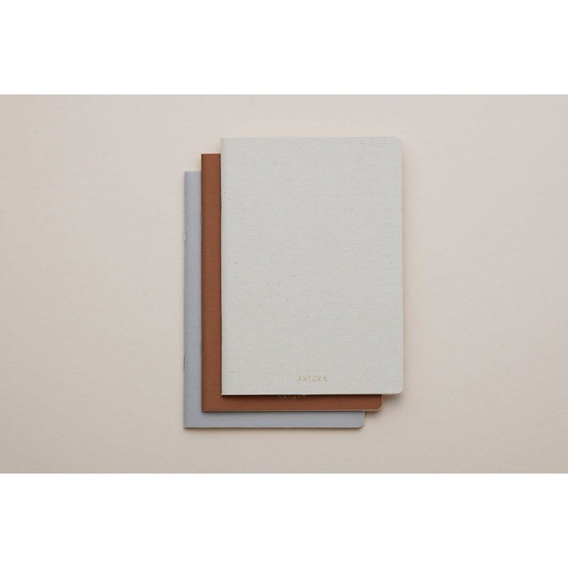 Linen Notebook 3冊セットC （Natural White / Brown / Light Gray）｜ANTORA（アントラ）