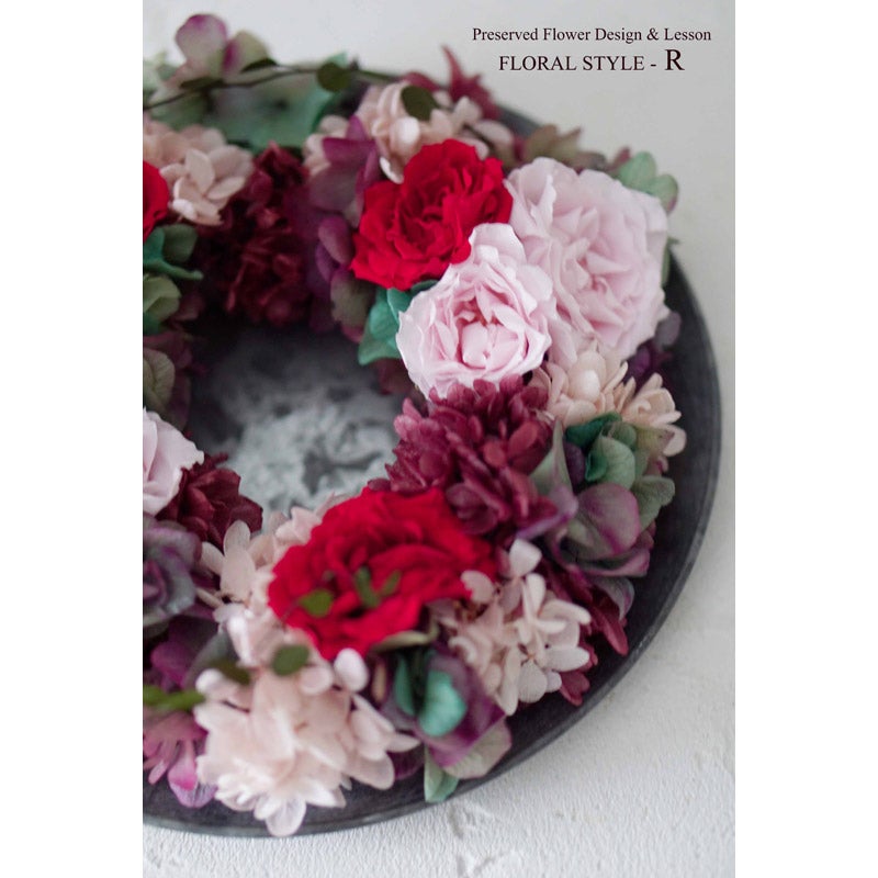 紫陽花＆ローズのプリザーブドフラワー・ナチュラルリース｜FLORAL STYLE - R（フローラルスタイルアール）