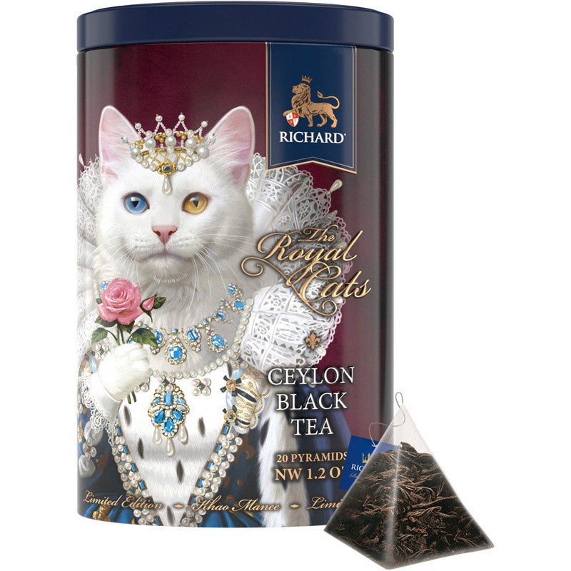 RICHARD（リチャード）ザ・ロイヤル・キャッツ（カオマニー白猫） 缶入り紅茶 34g（ピラミッド型20個）｜AST
