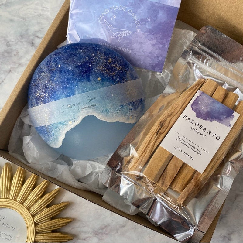 【ギフトセット】スターリーシーキャンドル＋パロサント｜usha candle（ウーシャ キャンドル）