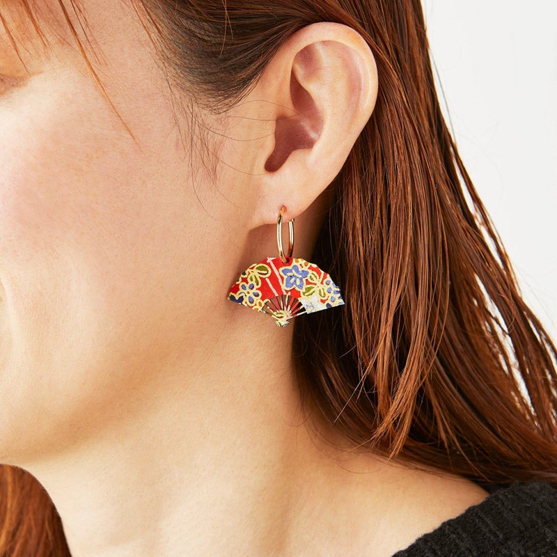 ★セール／即発♪★Shashi The Boss べっ甲ポストピアス★ CHOOSEBASE SHIBUYA ＜越前和紙＞ペーパーピアス 扇09｜PazuMe