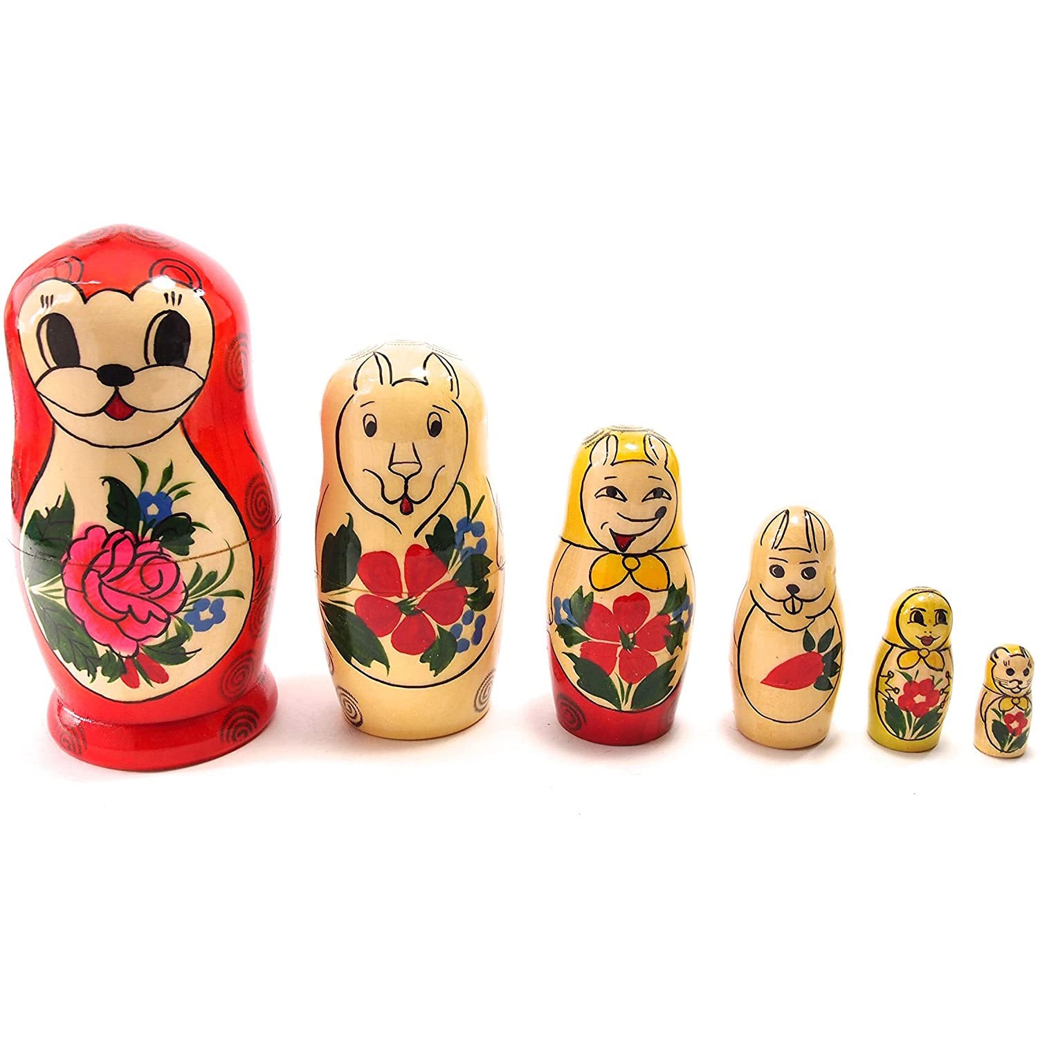 Traditional Semenov Animals Matryoshka 6 piece｜VOLGA（ヴォルガ）