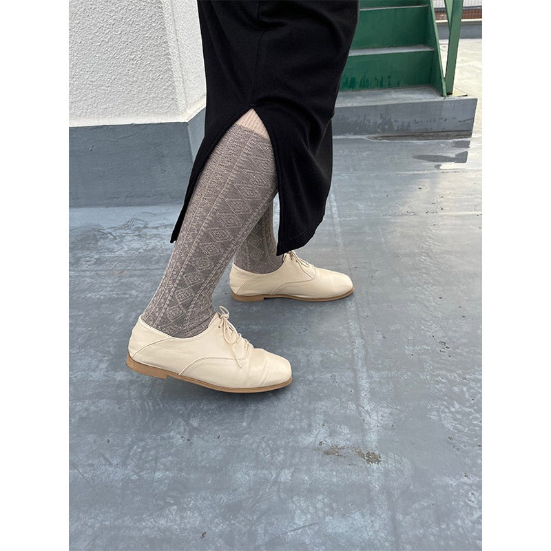 【SALE】タイツのように履けるHigh socks（ジオメトリック柄）｜petit pas（プティパ）