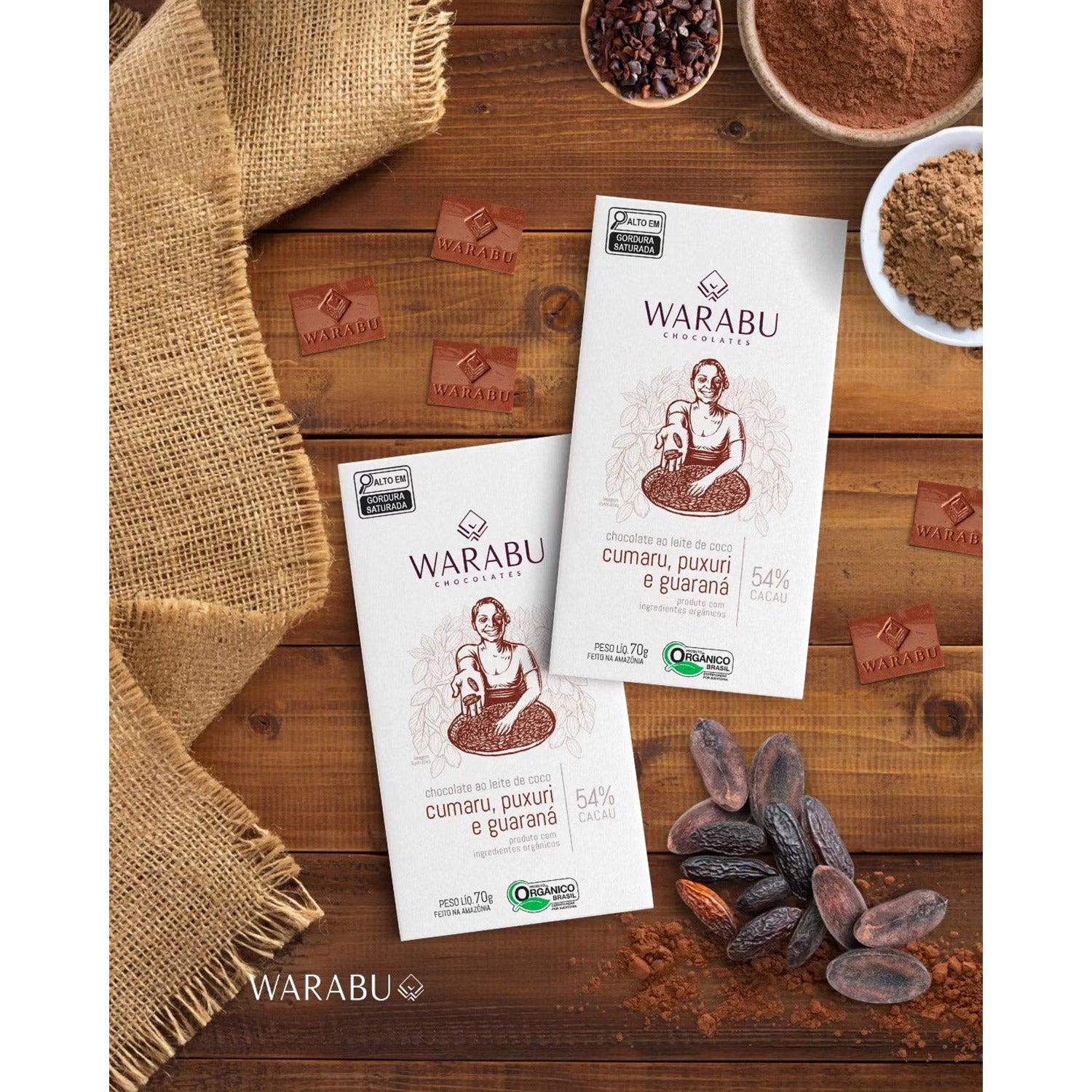 ココナッツミルクチョコレートバー トンカビーンズ + ブラジルナツメグ + ガラナ 54%｜70g｜WARABU CHOCOLATES（ワラブチョコレ 