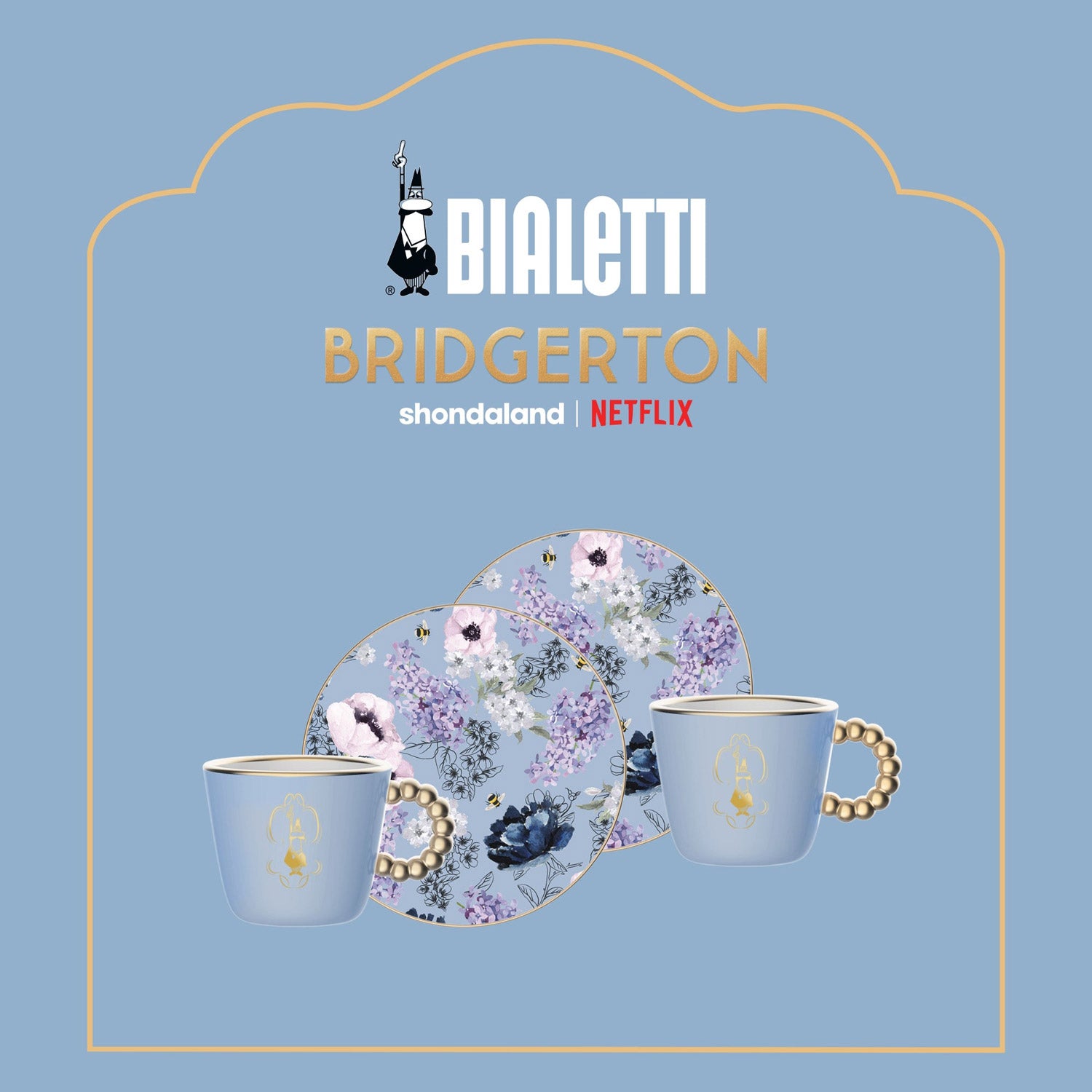 ビアレッティ カップ＆ソーサー ブリジャートンブルー２セット｜Bialetti（ビアレッティ）