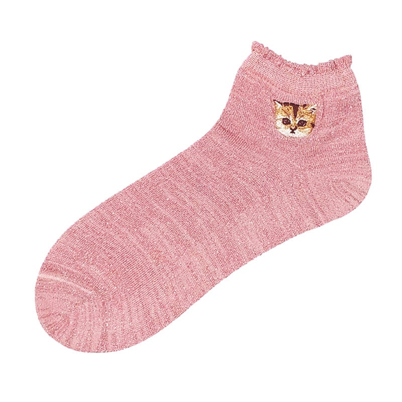 総ラメヌネット刺繍アンクル丈ソックス PJL652026