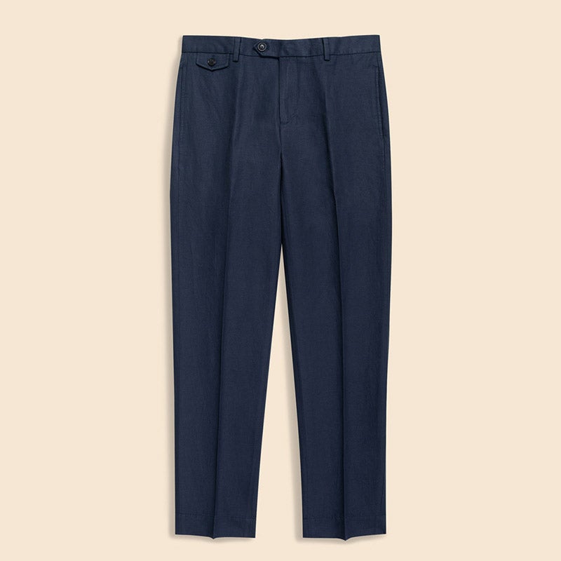 リネン/コットン プレーンフロントパンツ Regular