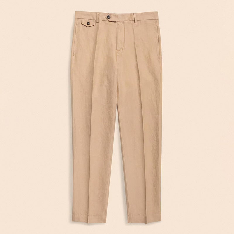 リネン/コットン プレーンフロントパンツ Regular