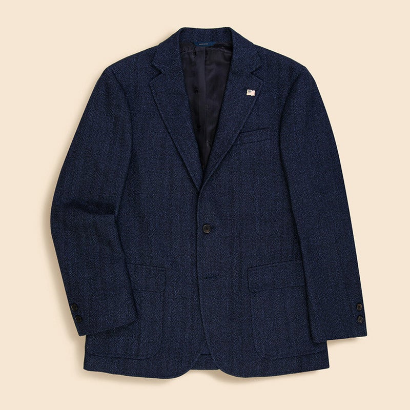 ウール/コットン/リネン ヘリンボーン 段返り３釦サックジャケット Traditional Made in USA