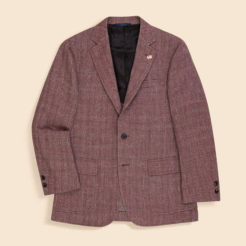 ウール/コットン/リネン ヘリンボーン 段返り３釦サックジャケット Traditional Made in USA