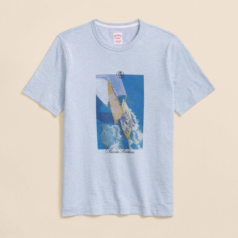 コットン カタロググラフィック セイルボート Tシャツ