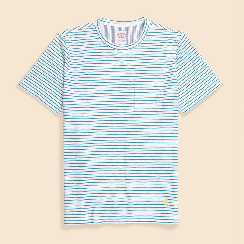 コットンジャージー スラブ GFロゴ ストライプ Tシャツ