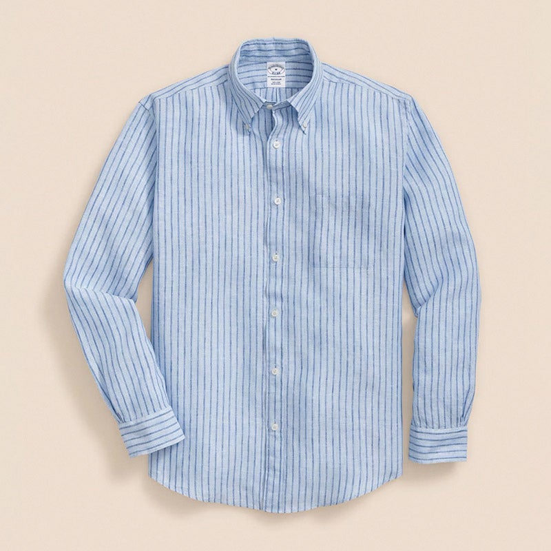 リネン ストライプ スポーツシャツ Regular Fit