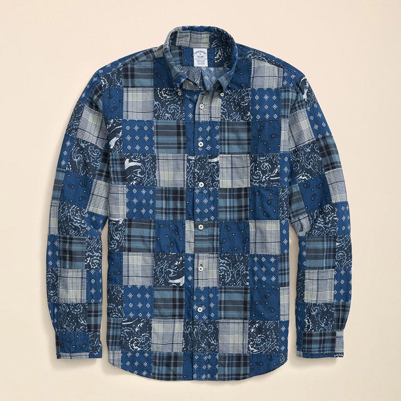 コットン マドラスパッチワーク スポーツシャツ Regular Fit