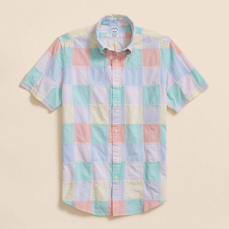 コットン マドラスパッチワーク キャンディストライプ スポーツシャツ Regular Fit