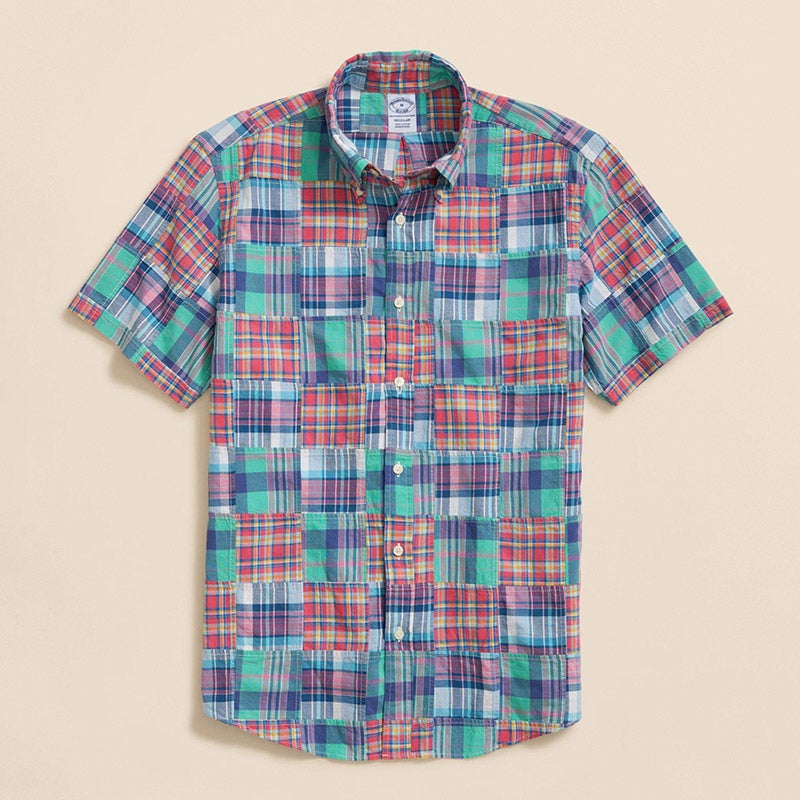 コットン マドラスパッチワーク ショートスリーブ スポーツシャツ Regular Fit