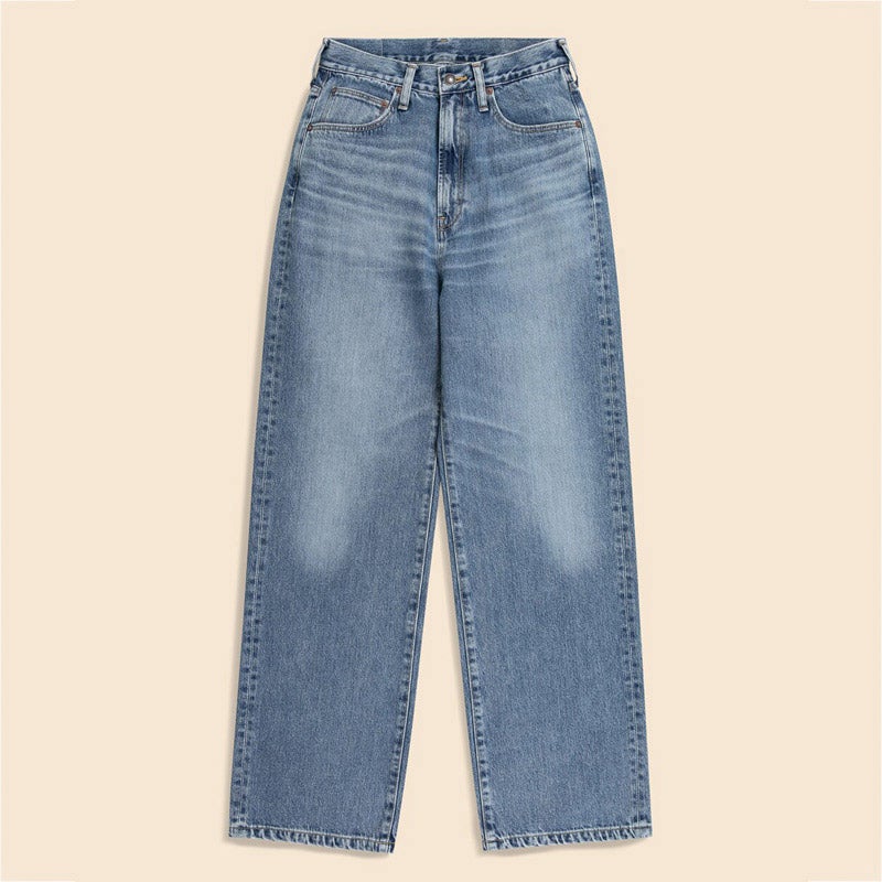 【ウイメンズ】コットン ワイドレッグ デニムパンツ