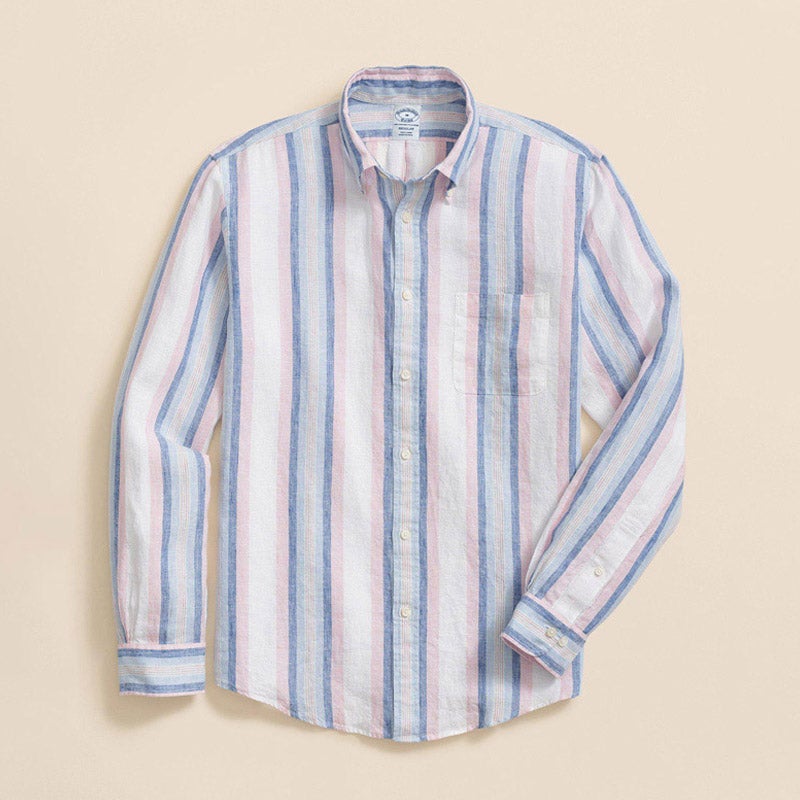 リネン ストライプ スポーツシャツ Regular Fit