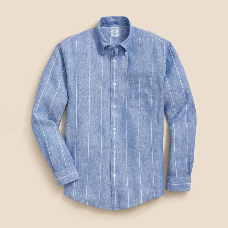 リネン ストライプ スポーツシャツ Regular Fit