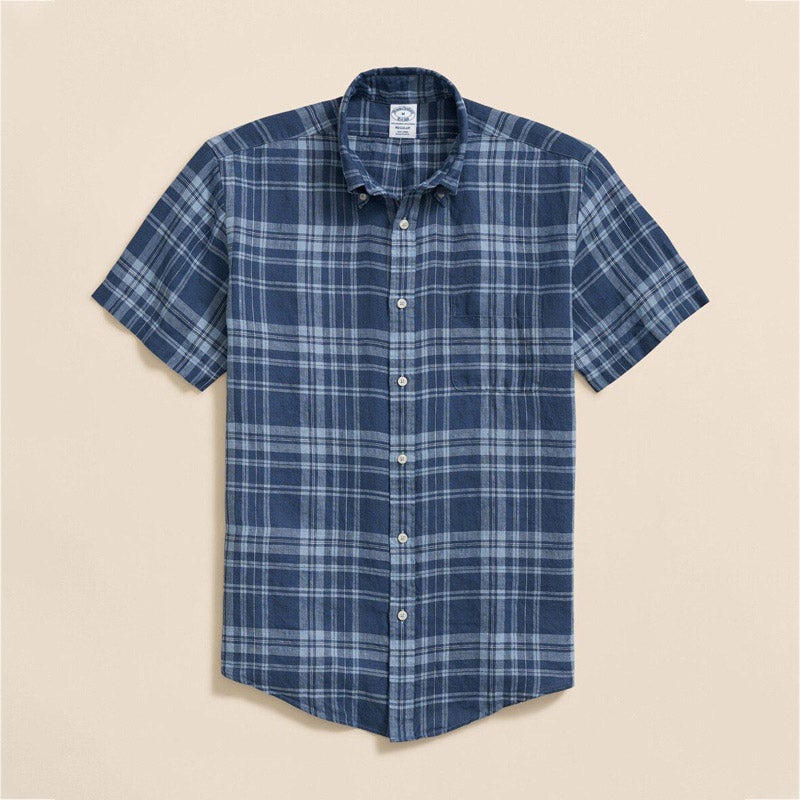 アイリッシュリネン チェック ショートスリーブ スポーツシャツ Regular Fit