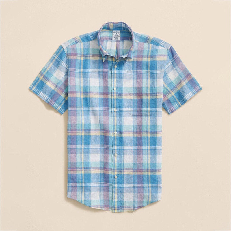 アイリッシュリネン チェック ショートスリーブ スポーツシャツ Regular Fit
