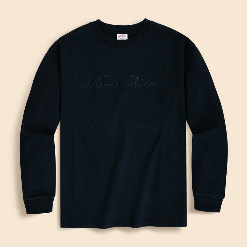 USAコットンジャージー ヘビーウェイト ロゴエンブロイダリー ロングスリーブ Tシャツ