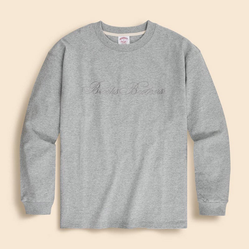 USAコットンジャージー ヘビーウェイト ロゴエンブロイダリー ロングスリーブ Tシャツ