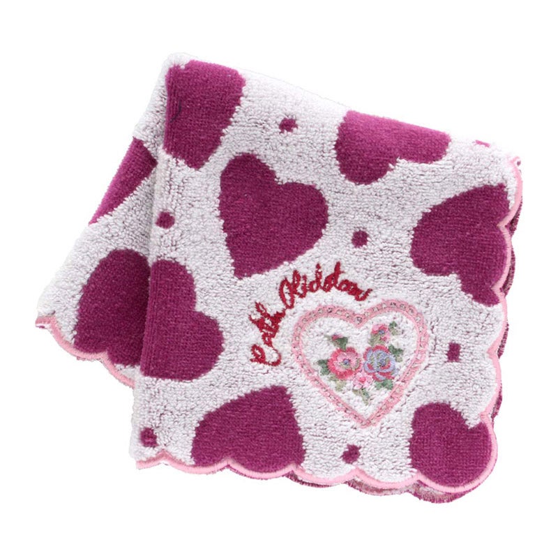 大判 タオルハンカチ（28cm）LACE HEARTS TILE